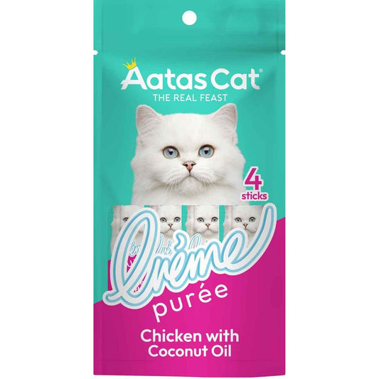 Aatas Creme Puree Chicken with Coconut Oil Cat Treats 4pk