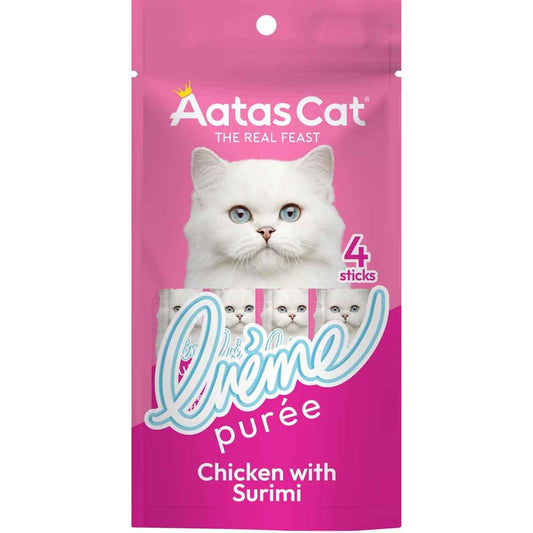 Aatas Creme Puree Chicken with Surimi Cat Treats 4pk