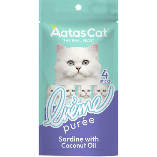 Aatas Creme Puree Sardine with Coconut Oil Cat Treats 4pk