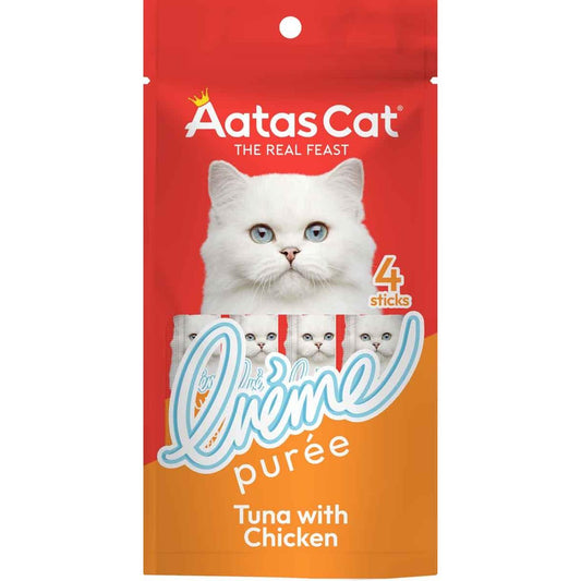 Aatas Creme Puree Tuna with Chicken Cat Treats 4pk