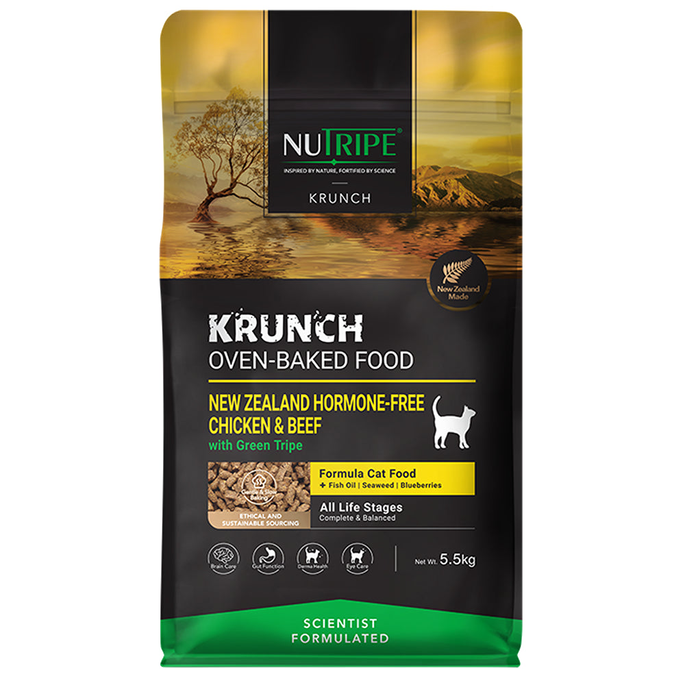 Nutripe Krunch Oven-Baked Chicken & Beef With Green Tripe Dry Cat Food