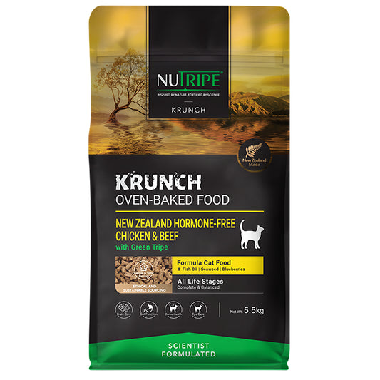 Nutripe Krunch Oven-Baked Chicken & Beef With Green Tripe Dry Cat Food