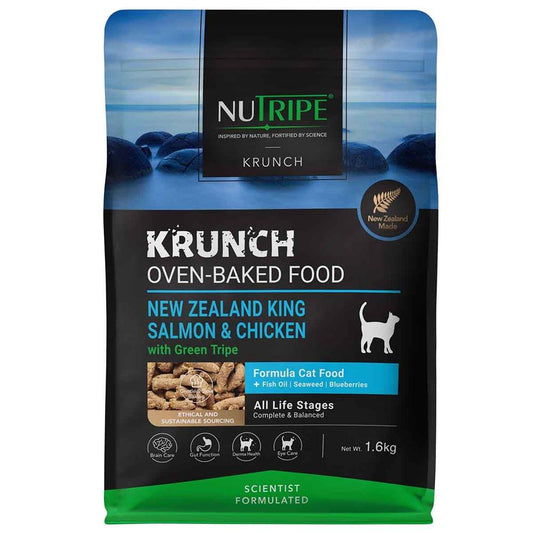 Nutripe Krunch Oven-Baked Salmon & Chicken With Green Tripe Dry Cat Food