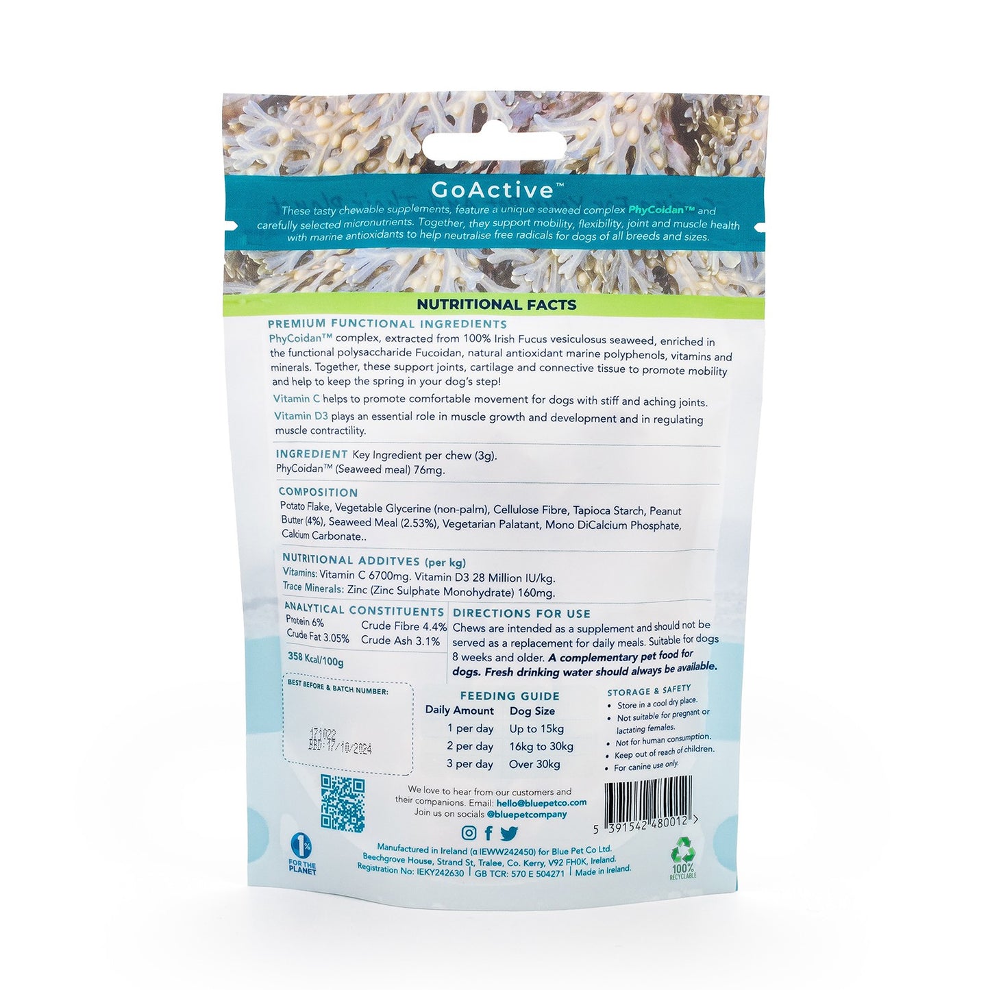 Blue Pet Co GoActive Joint & Muscle Peanut Butter Supplement for Dogs