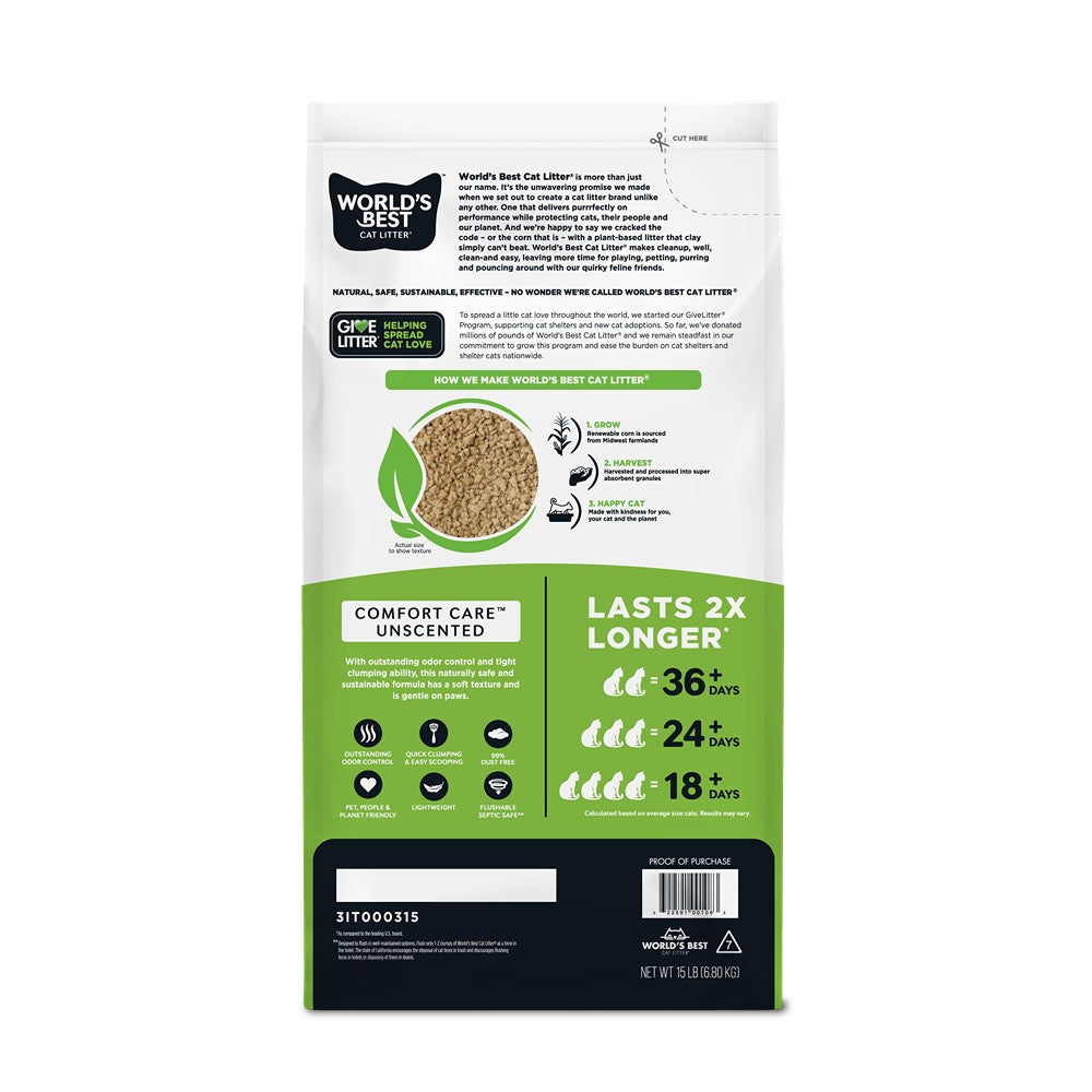 World's Best Unscented Clumping Cat Litter