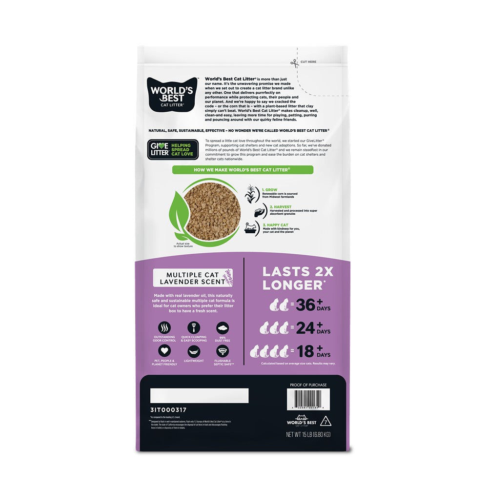 World's Best Multiple Cat Lavender Scented Cat Litter