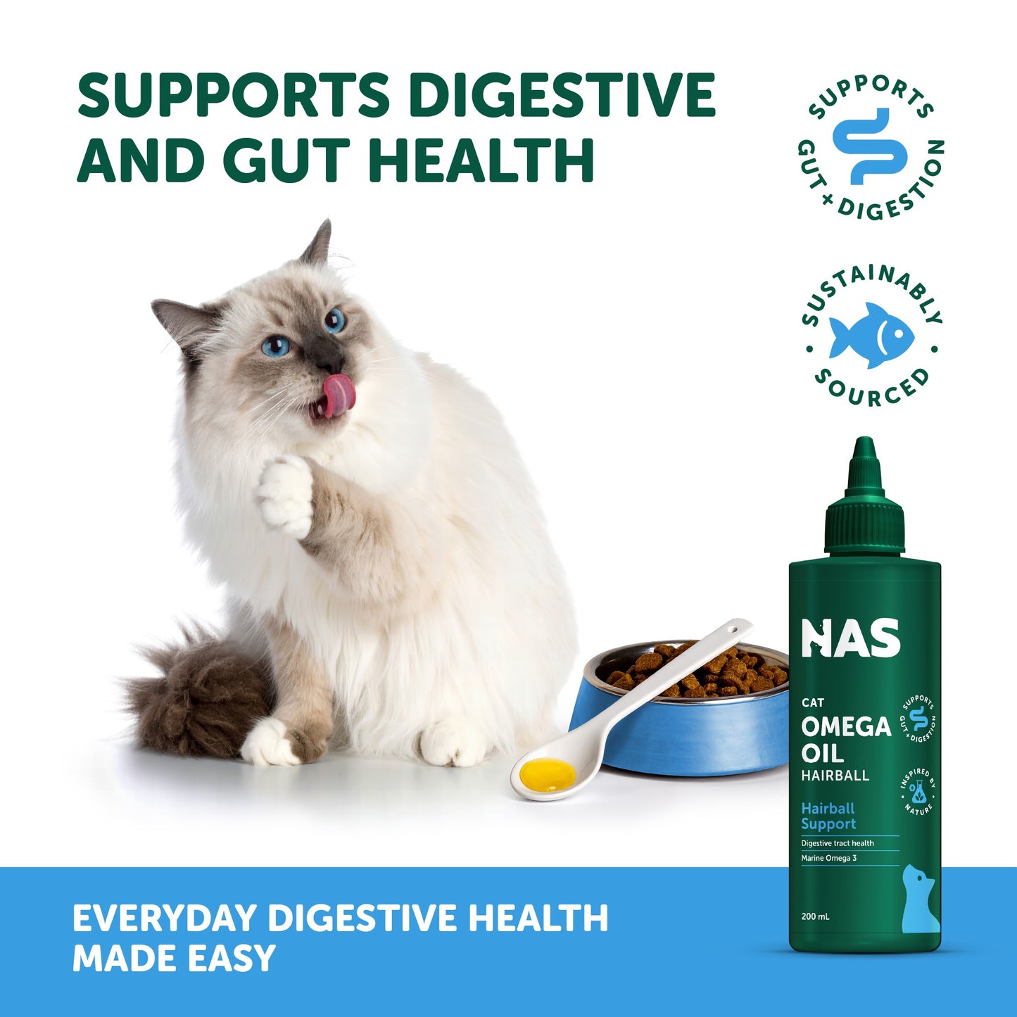 NAS Hairball Support Omega Oil for Cats