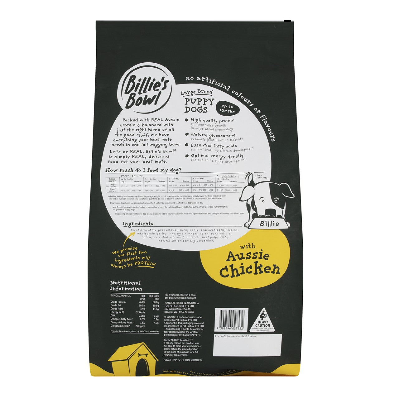 Billie's Bowl Large Breed Puppy with Aussie Chicken Dry Dog Food