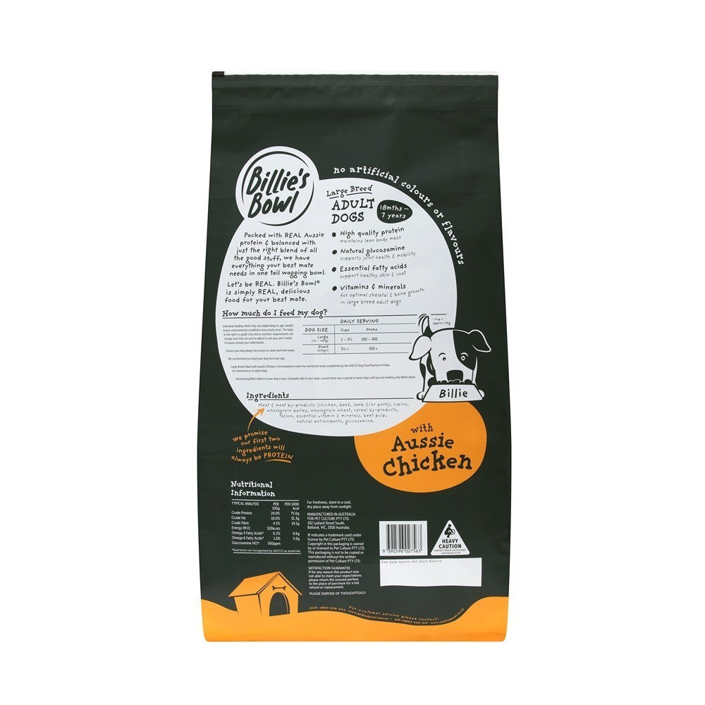 Billie's Bowl Large Breed Adult with Aussie Chicken Dry Dog Food