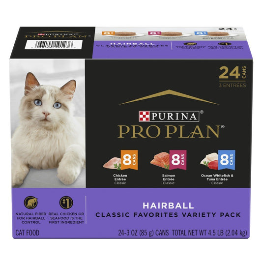 Pro Plan Hairball Classic Variety Pack Wet Cat Food