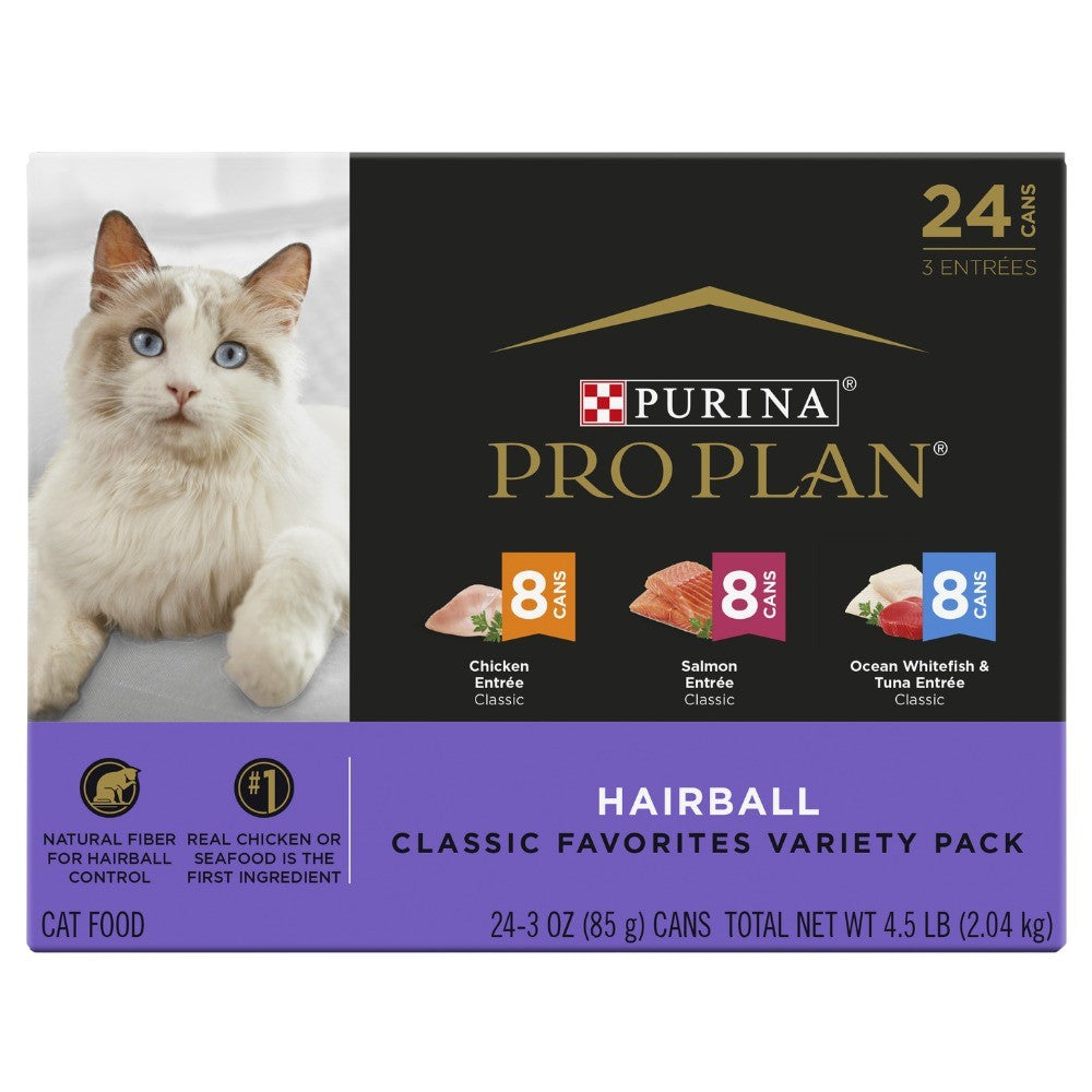 Pro Plan Hairball Classic Variety Pack Wet Cat Food