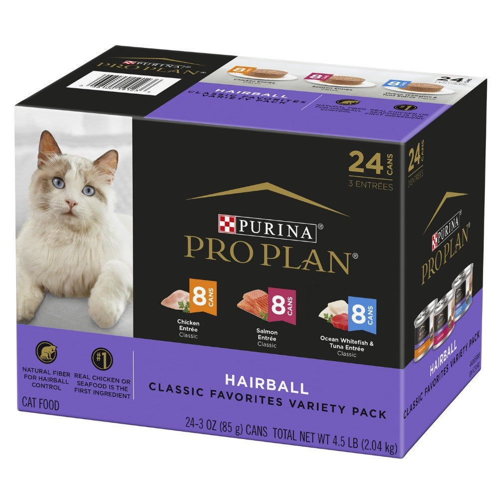 Pro Plan Hairball Classic Variety Pack Wet Cat Food