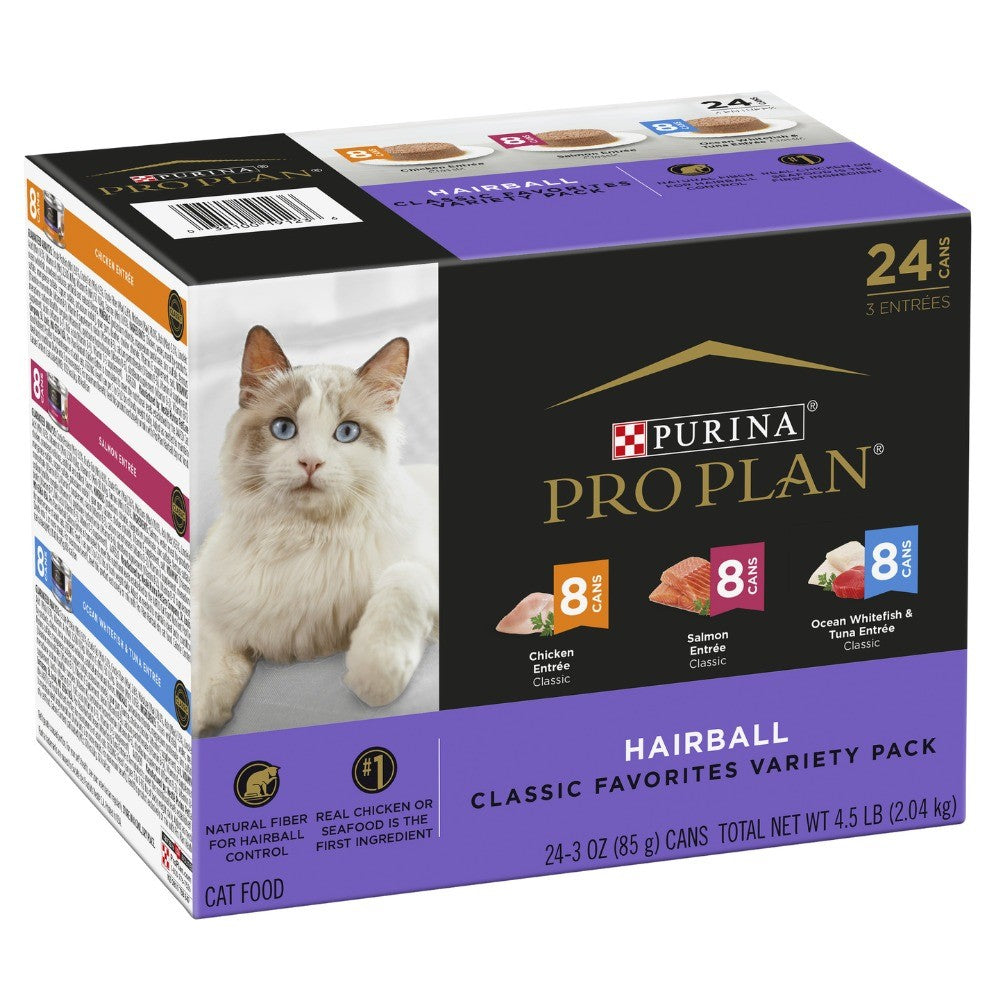 Pro Plan Hairball Classic Variety Pack Wet Cat Food