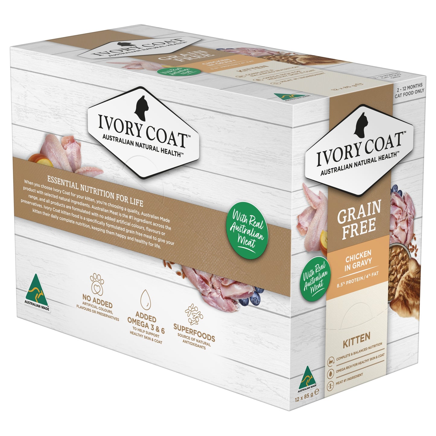 Ivory Coat Grain Free Kitten Wet Food Chicken in Gravy 85g