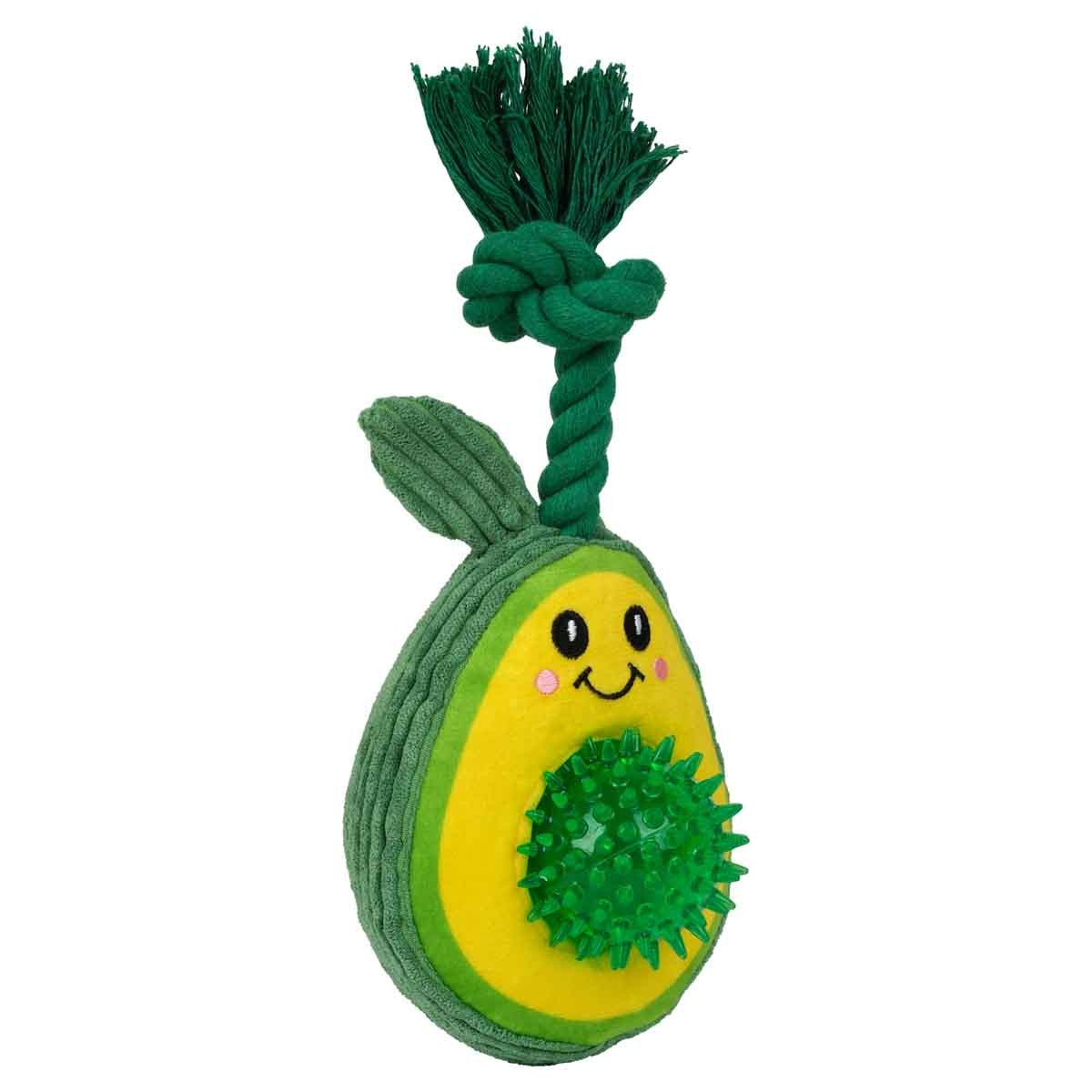 Garden Avocado Plush/Rubber & Rope Dog Toy