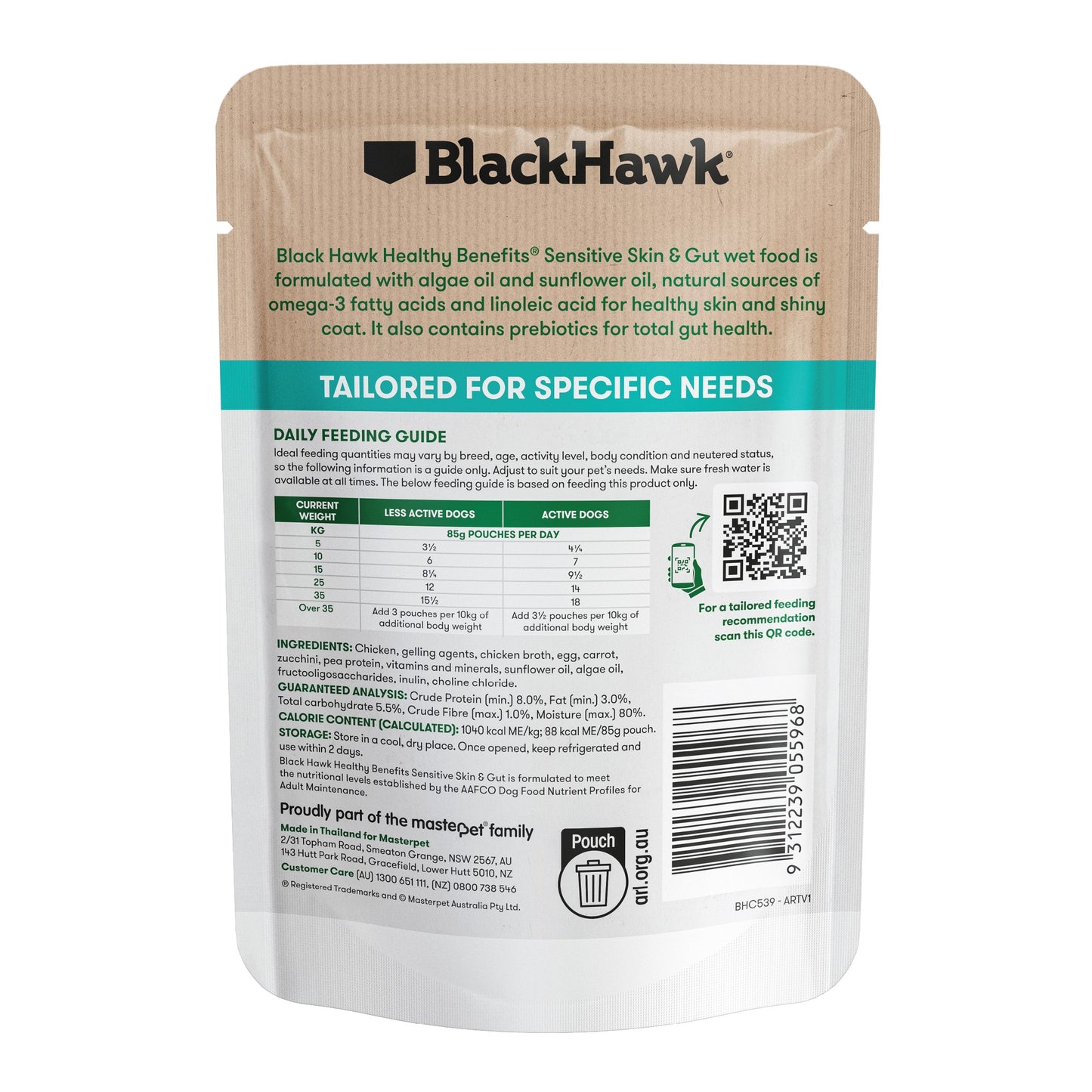 Black Hawk Healthy Benefits Sensitive Skin & Gut Wet Dog Food