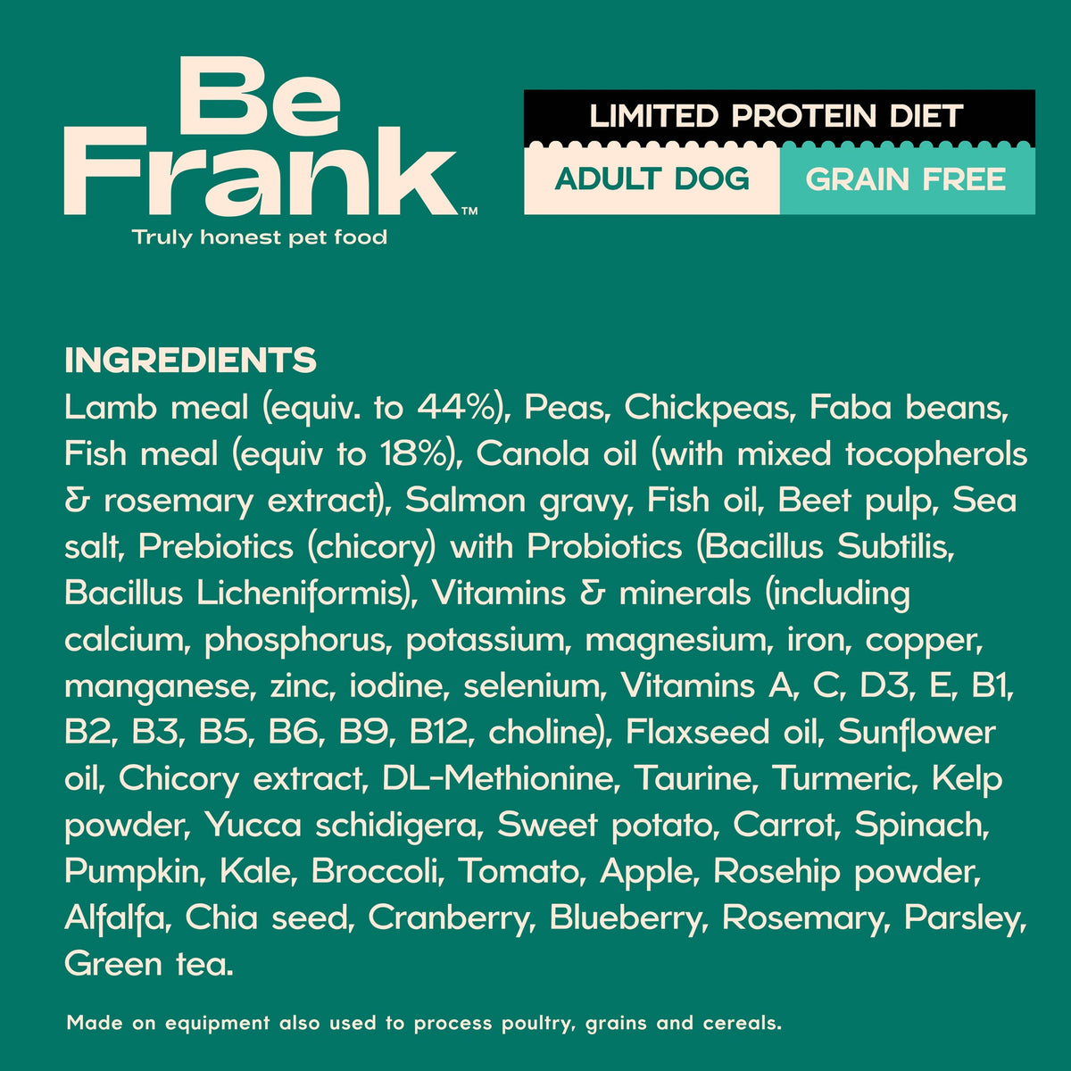 Be Frank Limited Protein Grain Free Adult Surf & Turf Dry Dog Food