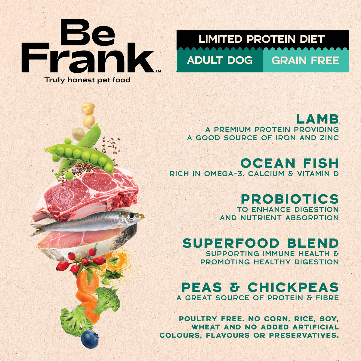 Be Frank Limited Protein Grain Free Adult Surf & Turf Dry Dog Food