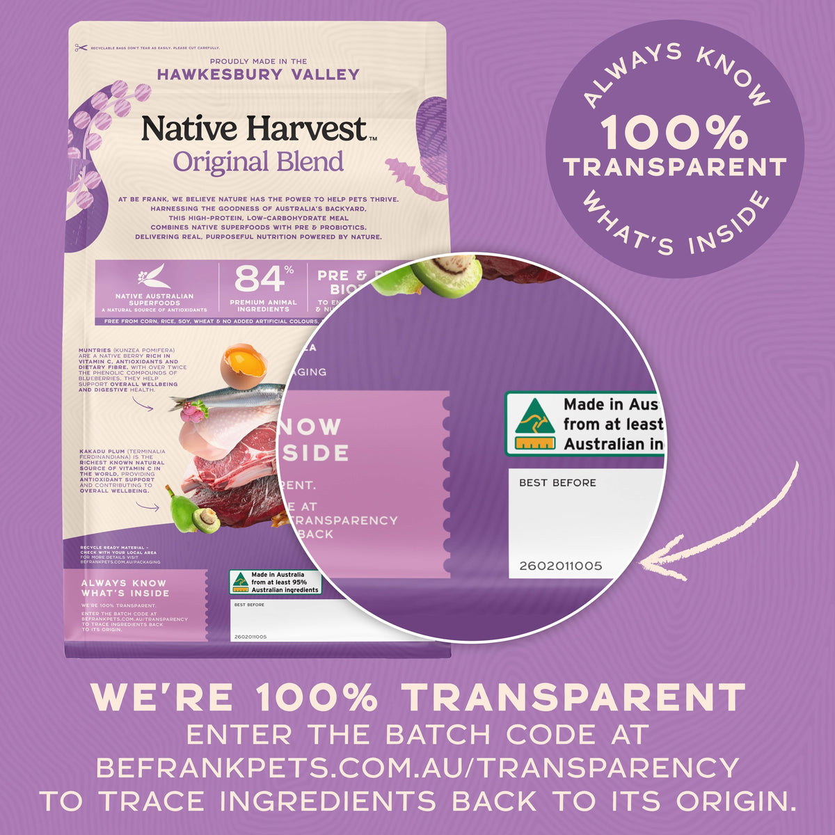 Be Frank Adult Native Harvest Original Blend Dry Dog Food