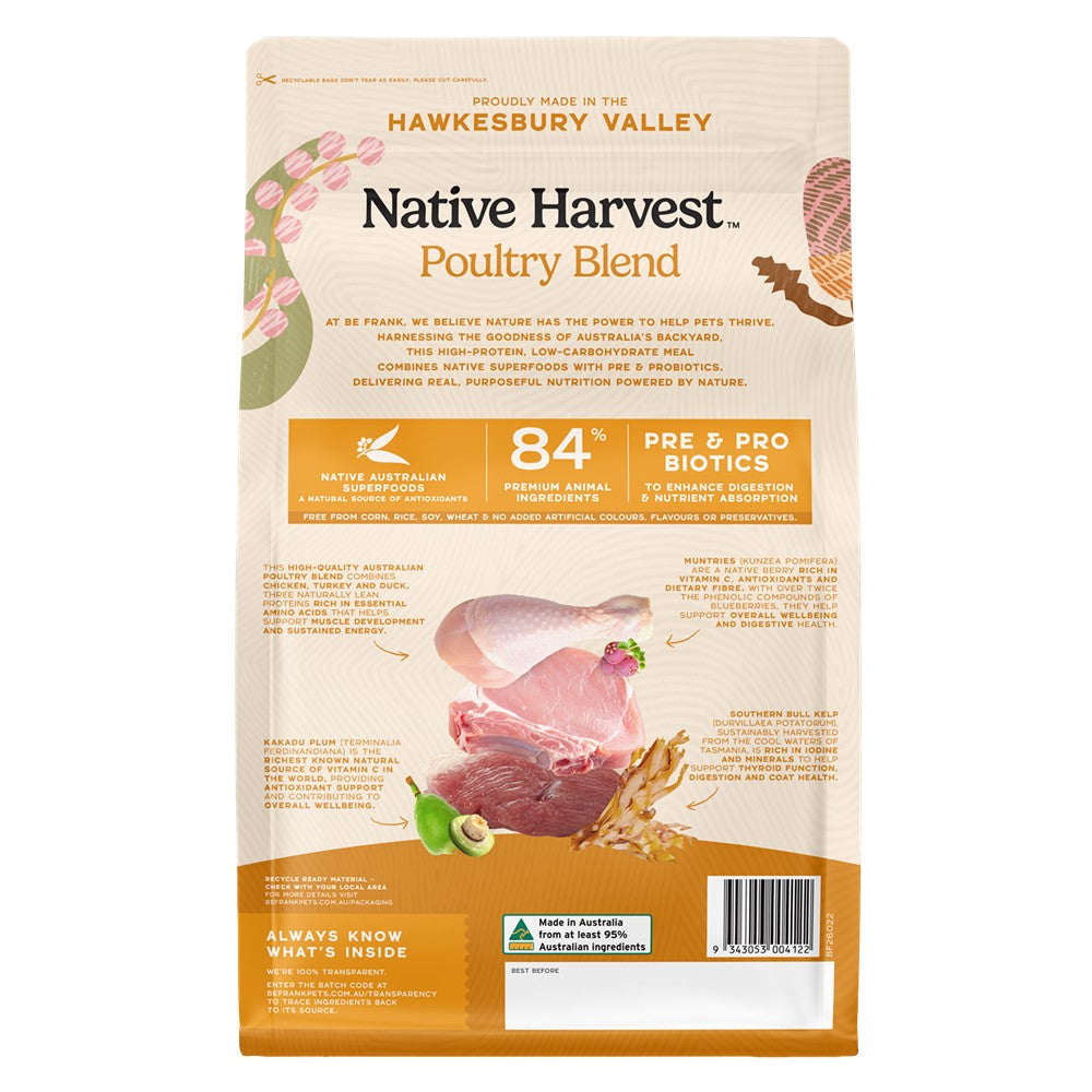 Be Frank Native Harvest Poultry Blend Dry Dog Food
