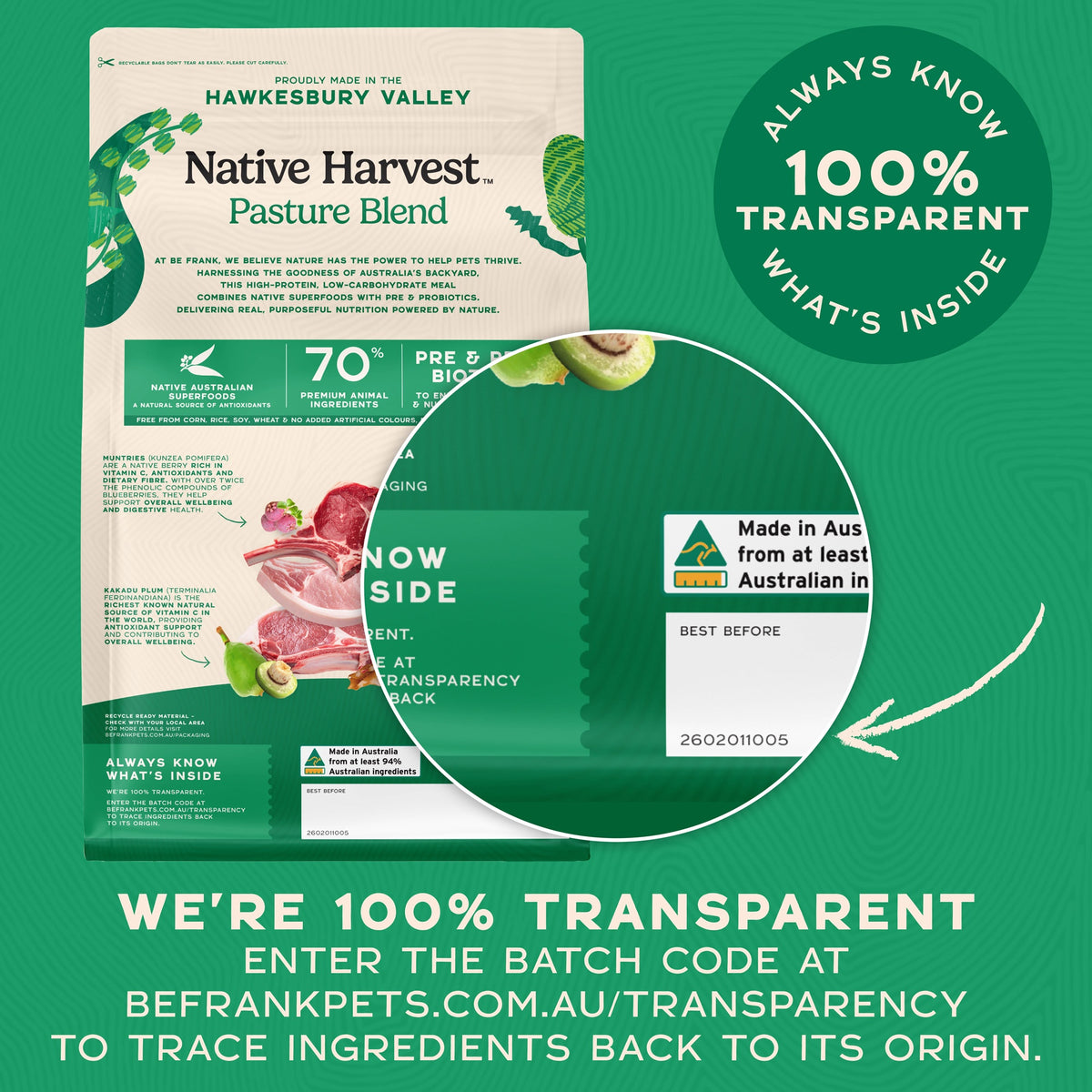 Be Frank Adult Native Harvest Pasture Blend Dry Dog Food