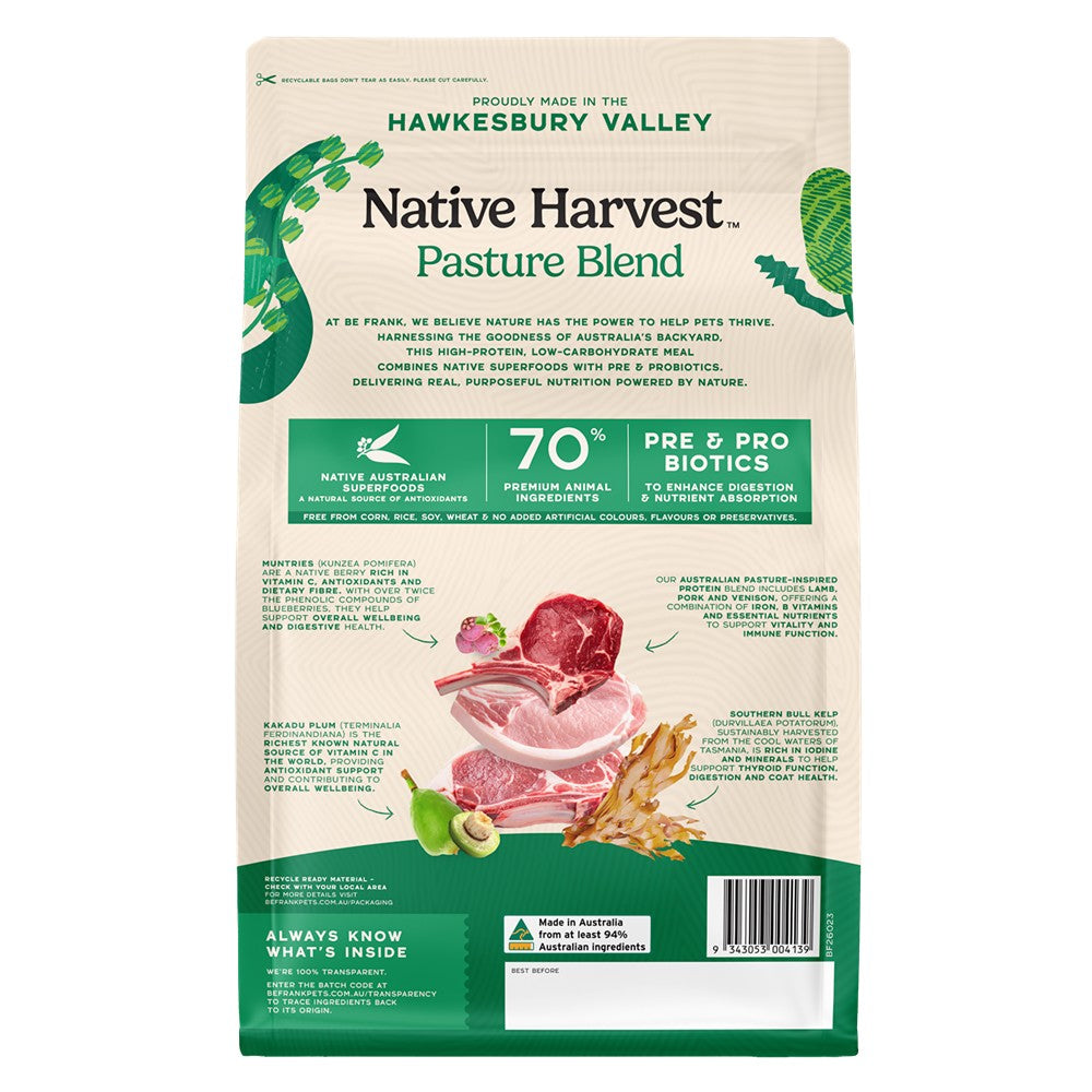 Be Frank Native Harvest Pasture Blend Dry Dog Food