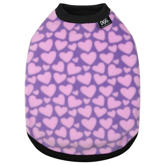 DGG Printed Warmie Dog Jumper Hearts Purple&Pink