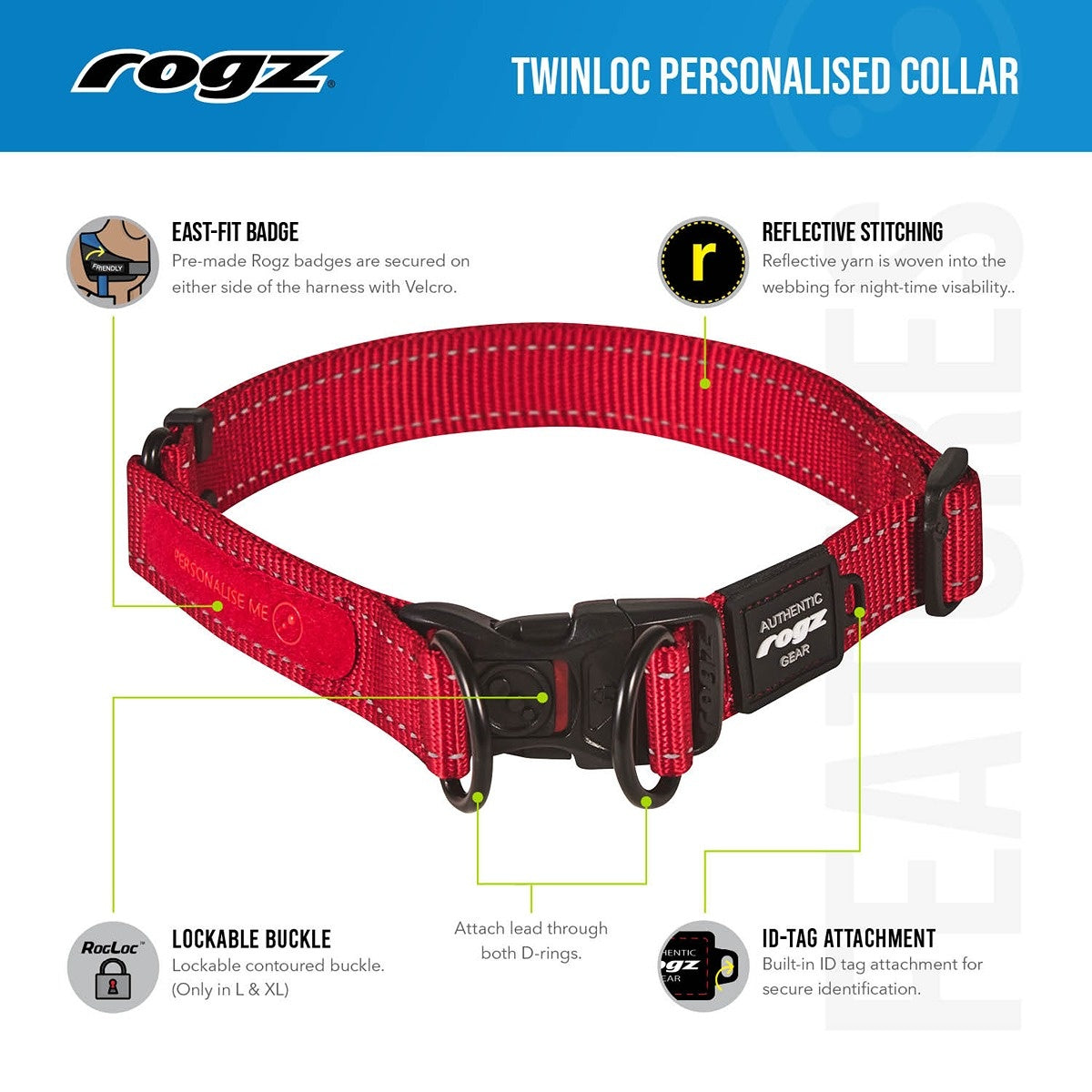 Rogz Utility Twinloc Dog Collar