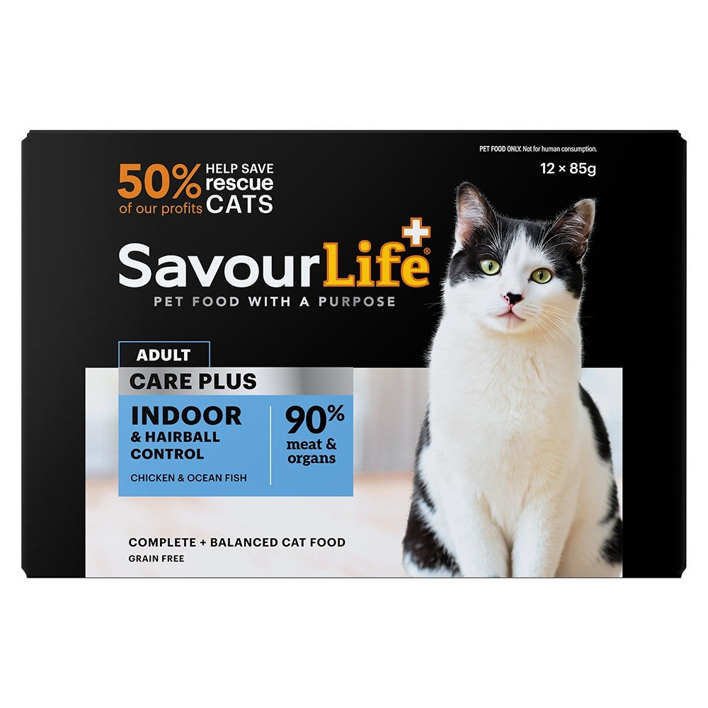 SavourLife Adult Indoor & Hairball Control Chicken & Ocean Fish Pate Wet Cat Food