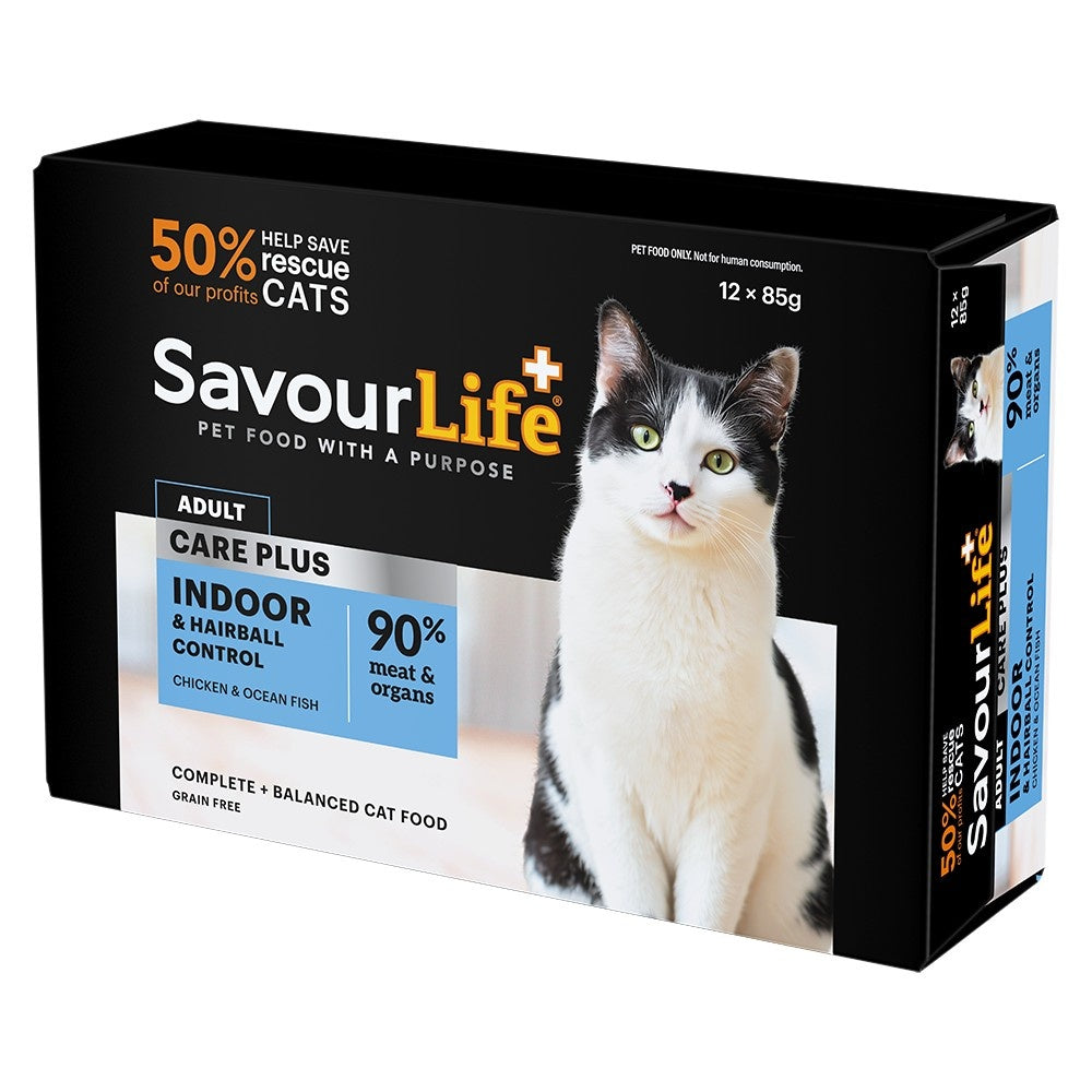SavourLife Adult Indoor & Hairball Control Chicken & Ocean Fish Pate Wet Cat Food