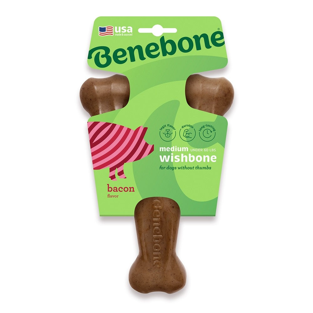 Benebone Bacon Wishbone Dog Chew Toy