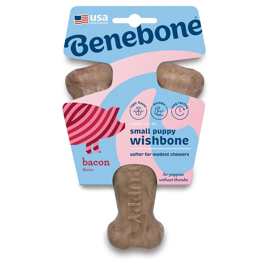 Benebone Bacon Wishbone Puppy Chew Toy