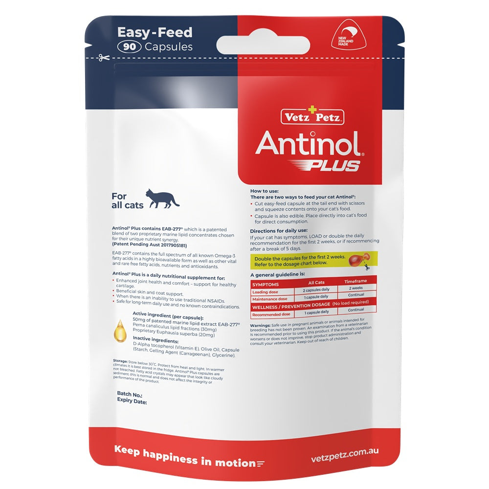 Antinol Plus Easy Feed Cat Joint Supplement Capsules