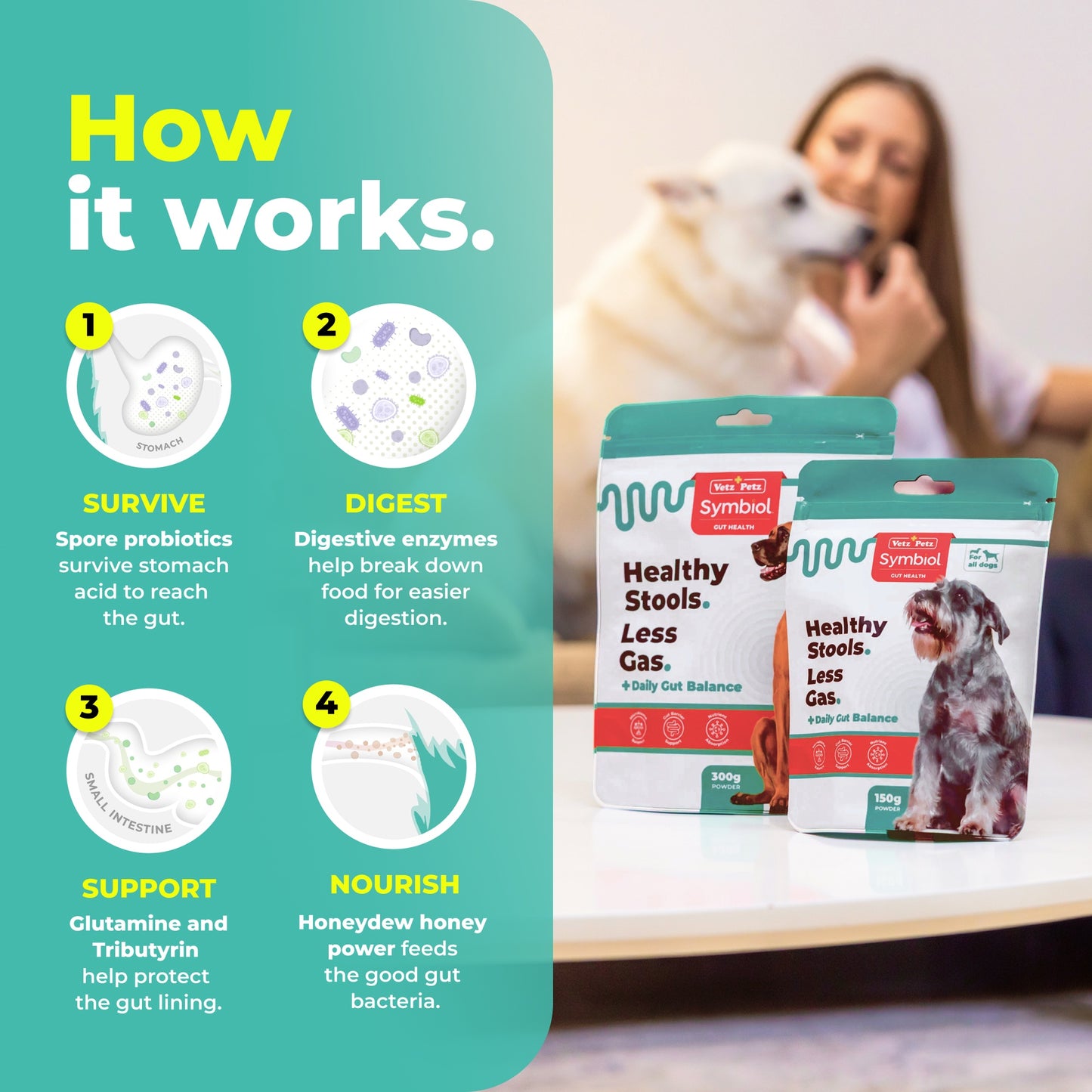 Symbiol Daily Gut Balance Dog Prebiotic & Probiotic Powder