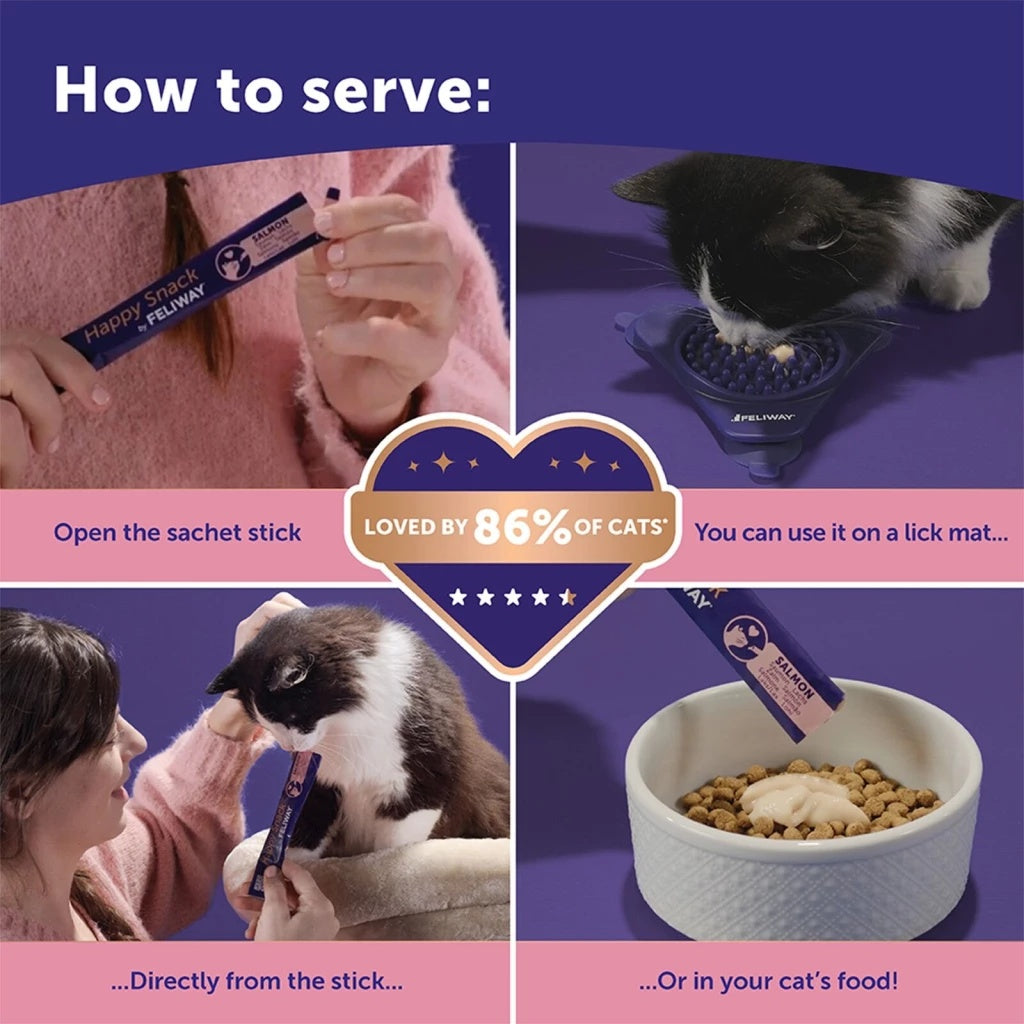 Feliway Happy Snack Lickable Salmon Cat Calming Treats