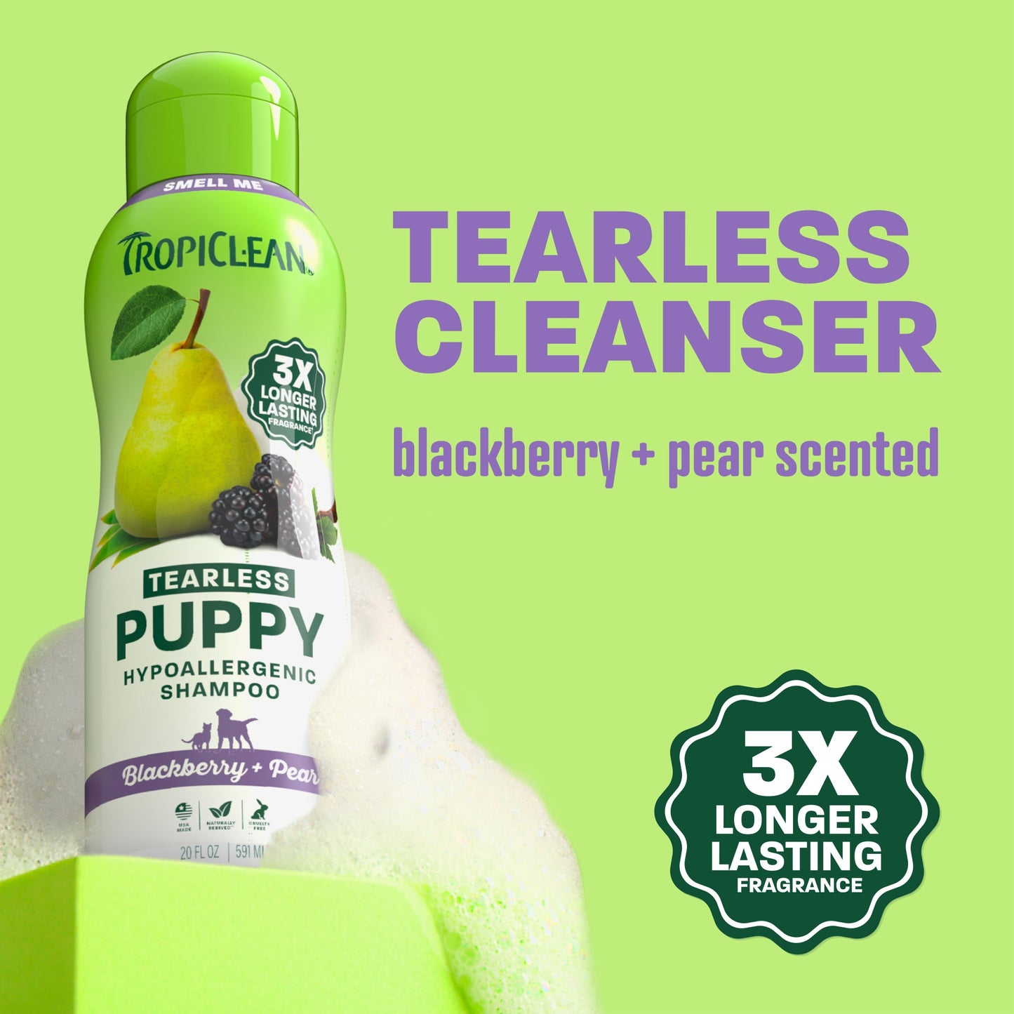 TropiClean Puppy Blackberry Pear Tearless Hypoallergenic Dog Shampoo