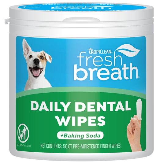 TropiClean Fresh Breath Dog Finger Dental Wipes