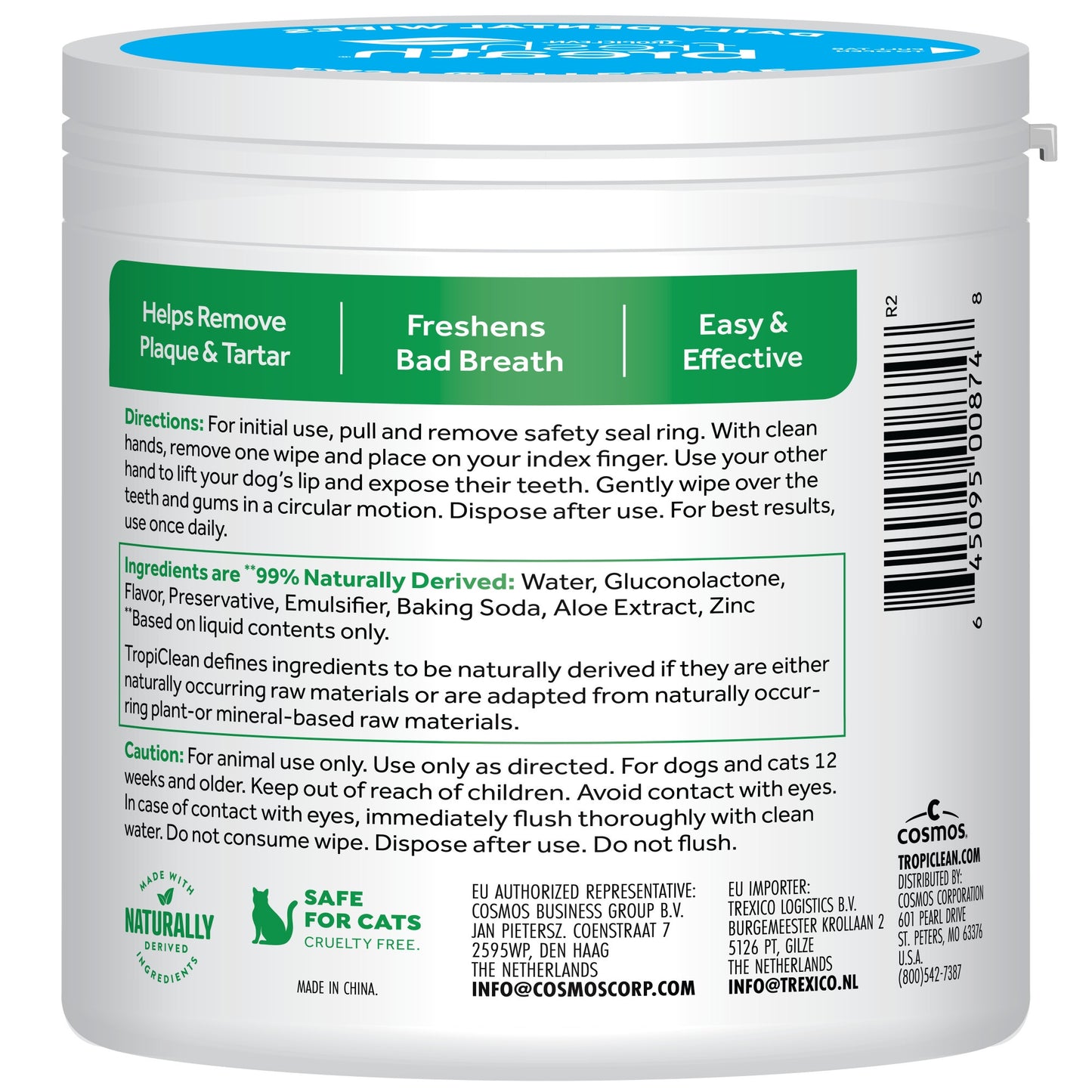 TropiClean Fresh Breath Dog Finger Dental Wipes