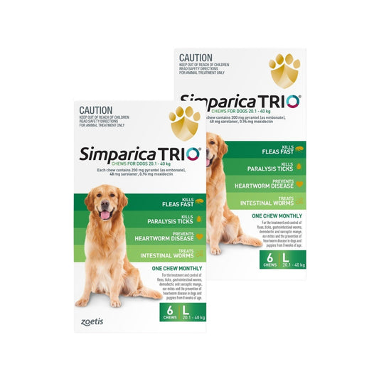 Simparica Trio Large Breed 20.1-40kg Flea, Tick & Worm Dog Chews