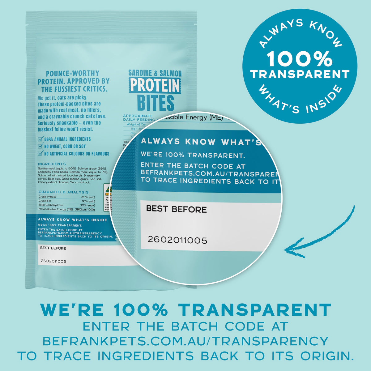 Be Frank Protein Bites Sardine & Salmon Cat Treats