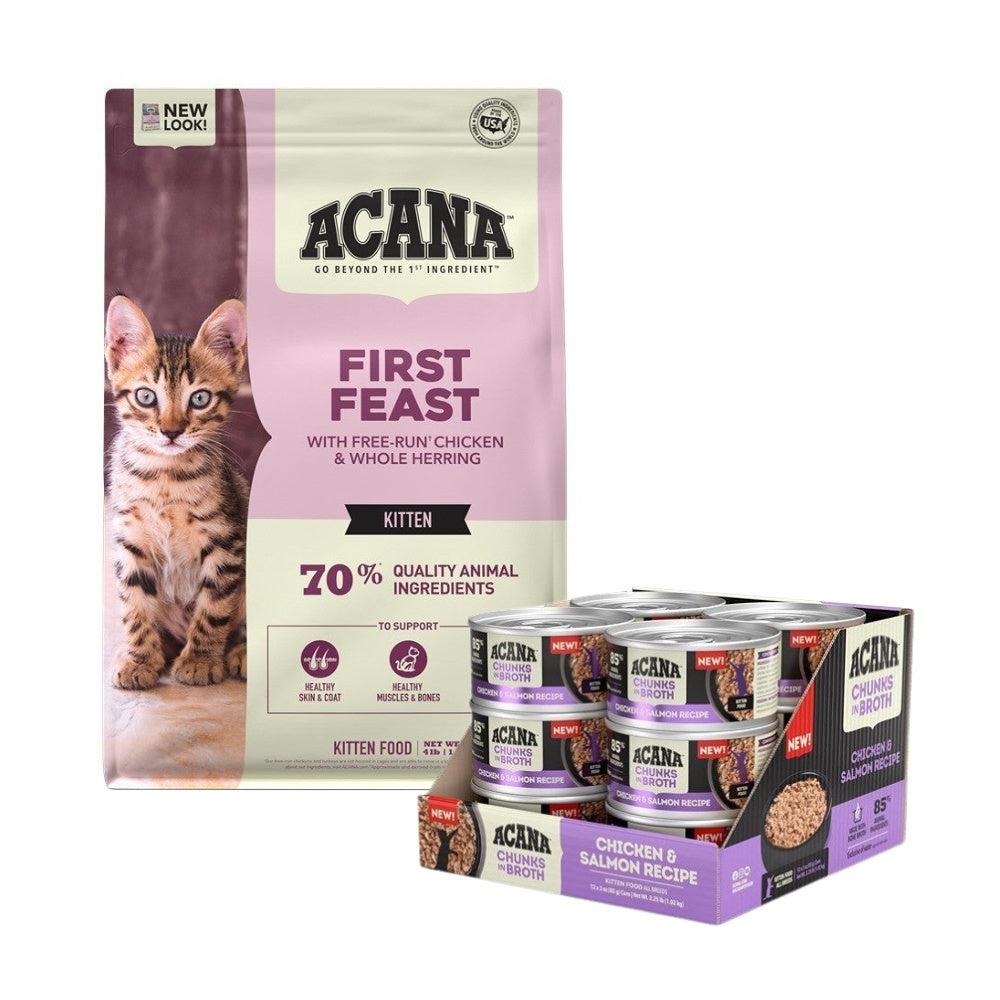 Acana Kitten First Feast + Chicken & Salmon Cat Food Bundle