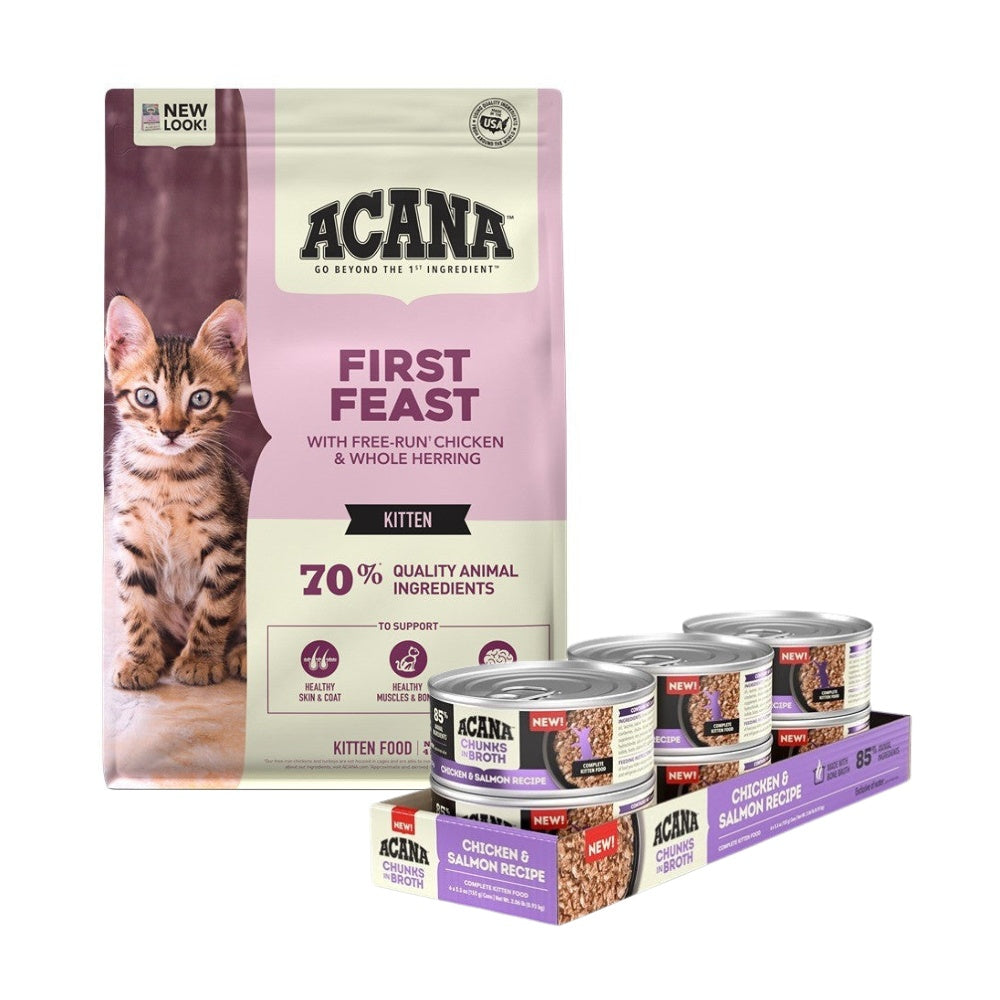 Acana Kitten First Feast + Chicken & Salmon Cat Food Bundle