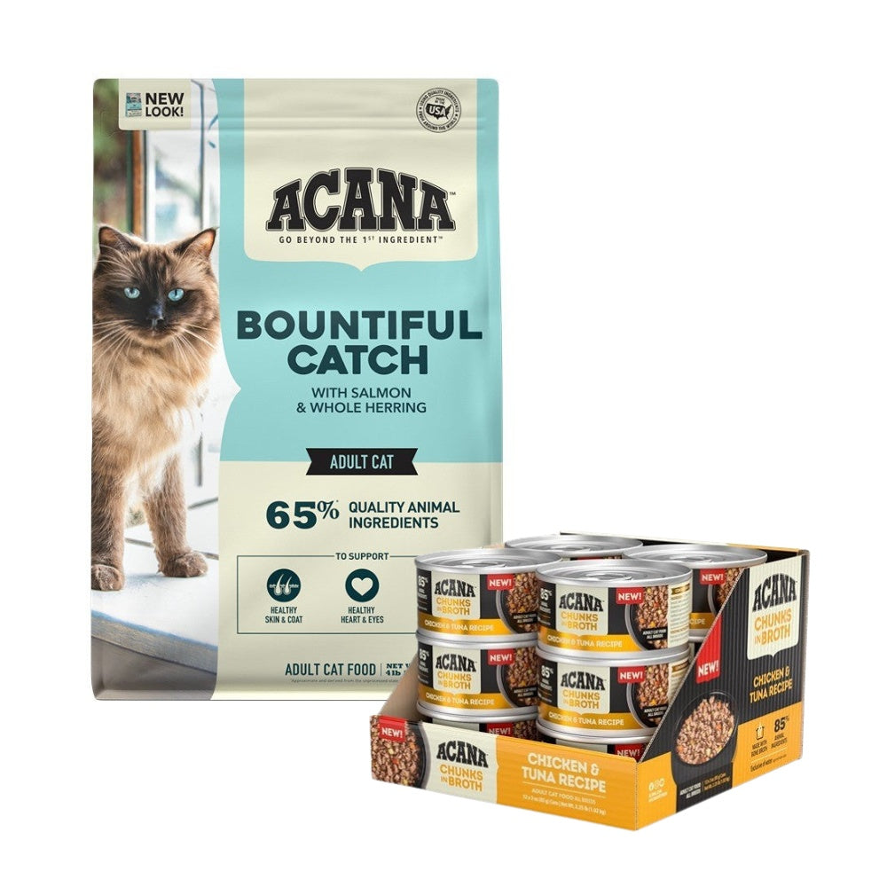 Acana Adult Bountiful Catch + Chicken & Tuna Cat Food Bundle