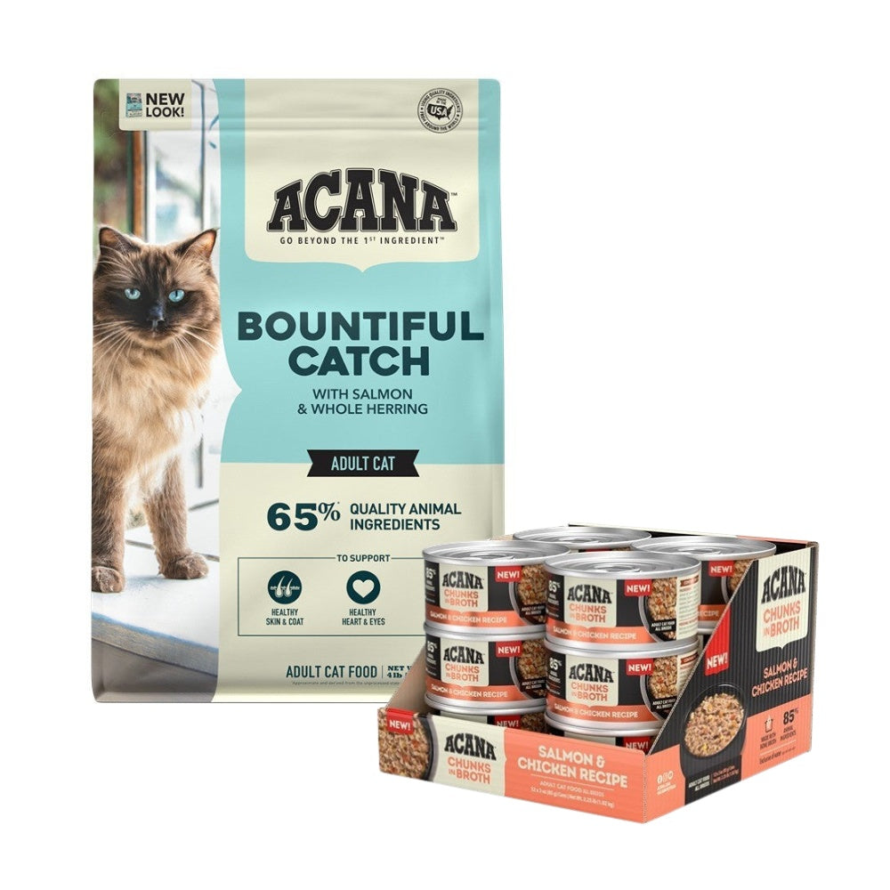 Acana Adult Bountiful Catch + Salmon & Chicken Cat Food Bundle