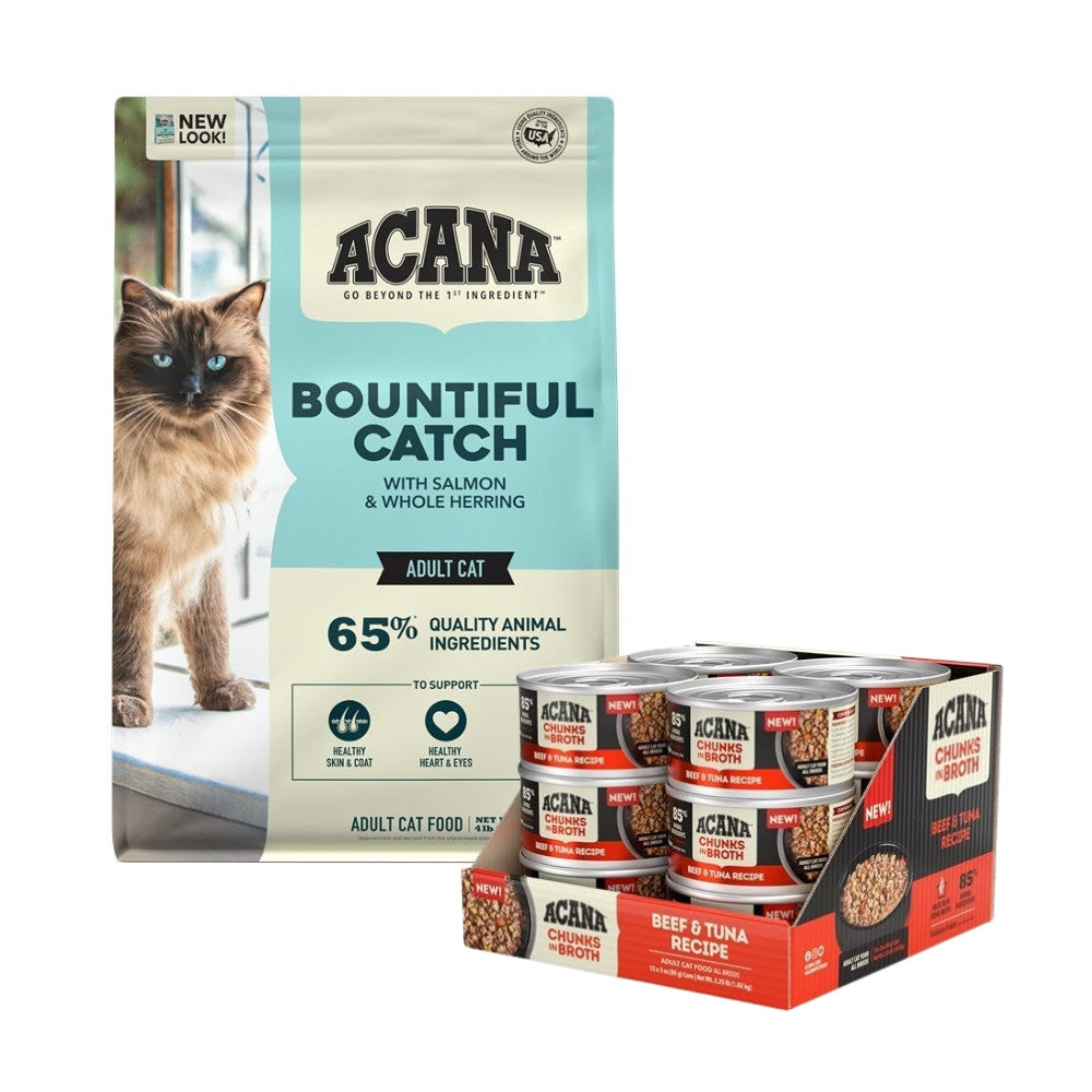 Acana Adult Bountiful Catch + Beef & Tuna Cat Food Bundle