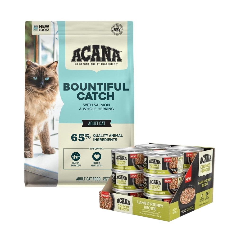 Acana Adult Bountiful Catch + Lamb & Kidney Cat Food Bundle