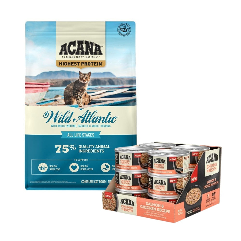 Acana Adult Wild Atlantic + Salmon & Chicken Cat Food Bundle