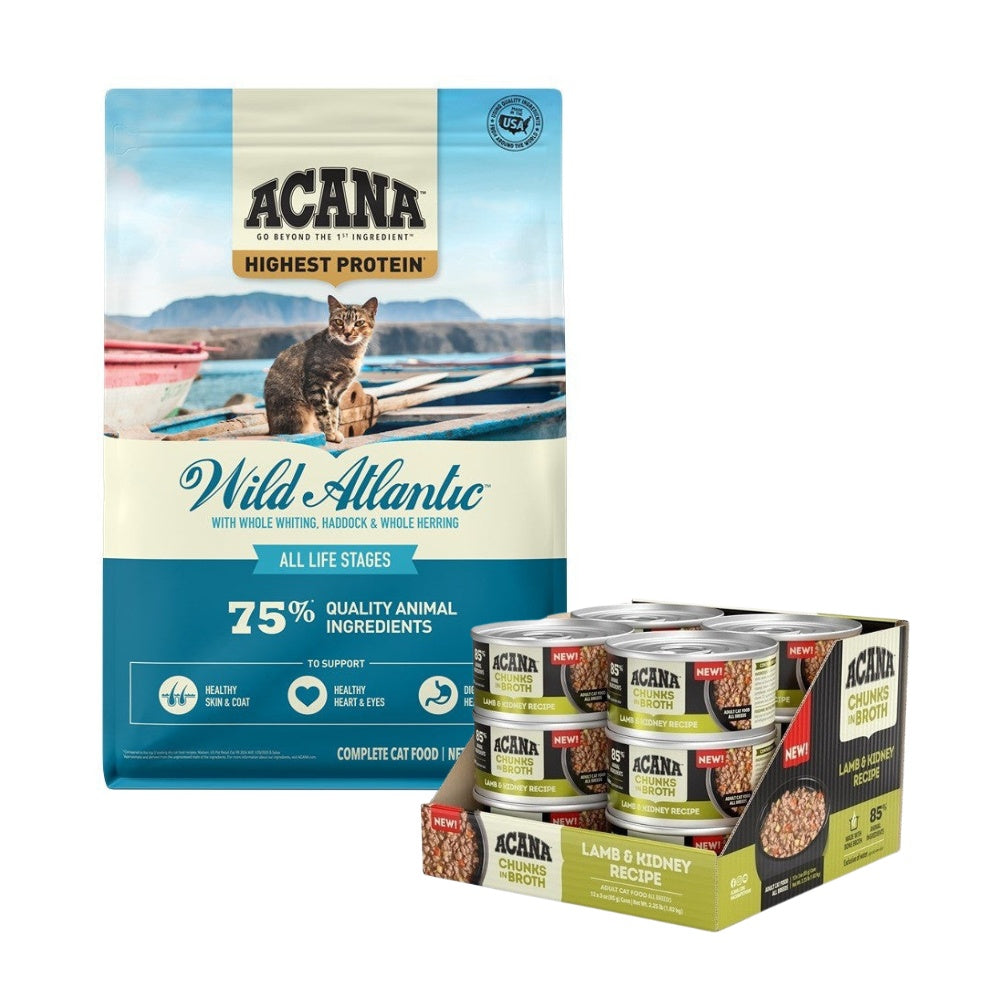 Acana Adult Wild Atlantic + Lamb & Kidney Cat Food Bundle