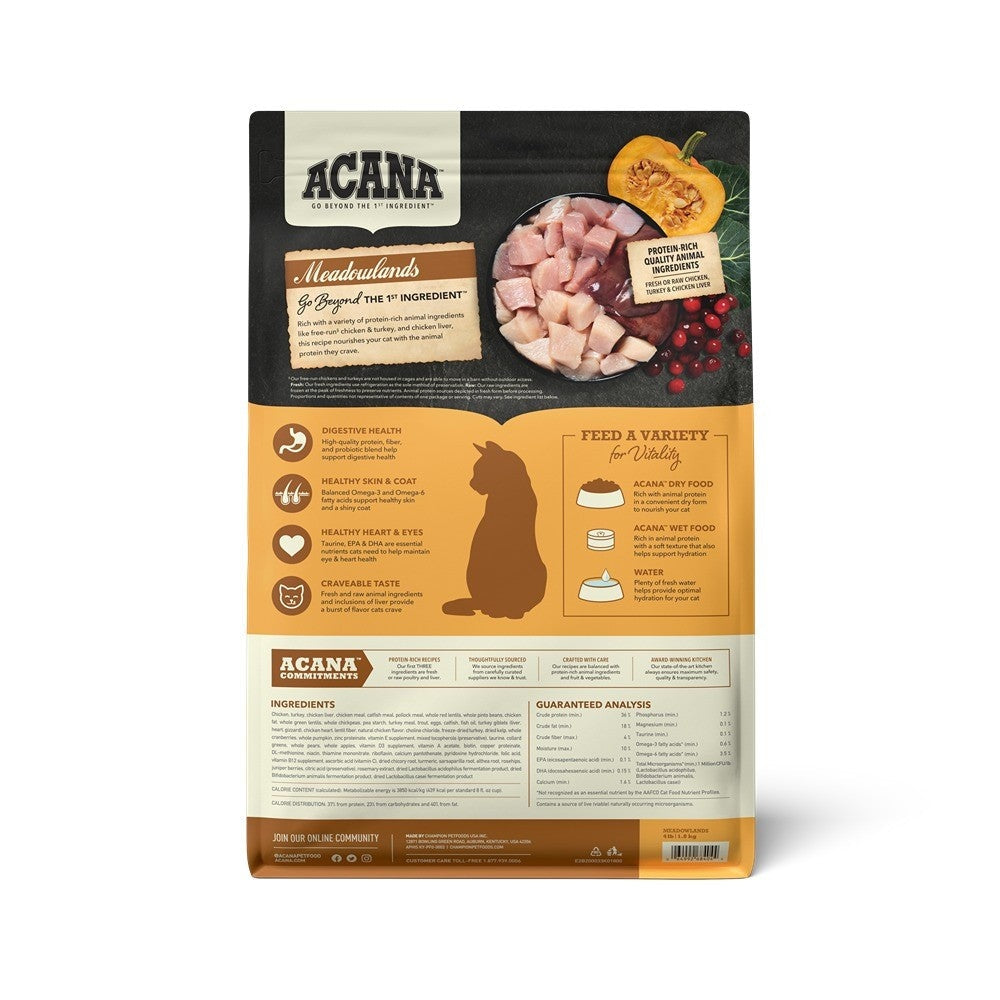 Acana Adult Meadowlands High Protein + Beef & Tuna Cat Food Bundle