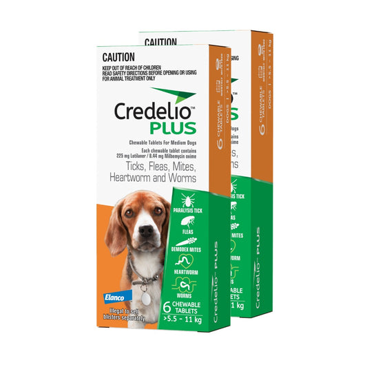 Credelio Plus Chewable Tablets For Medium Dogs 5.5-11kg